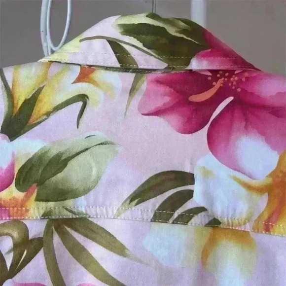 Caribbean Joe Women's Pink Floral Jacket Size L Casual Long Sleeve - Picture 8 of 9